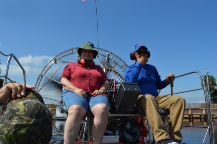 Kathy got the prime seat on the air-boat